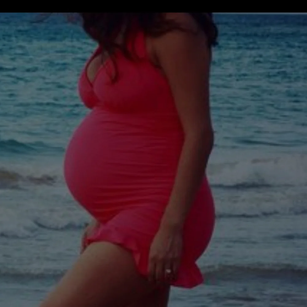 Jessica Simpson Maternity Peachy Pink Halter One Piece Swimsuit